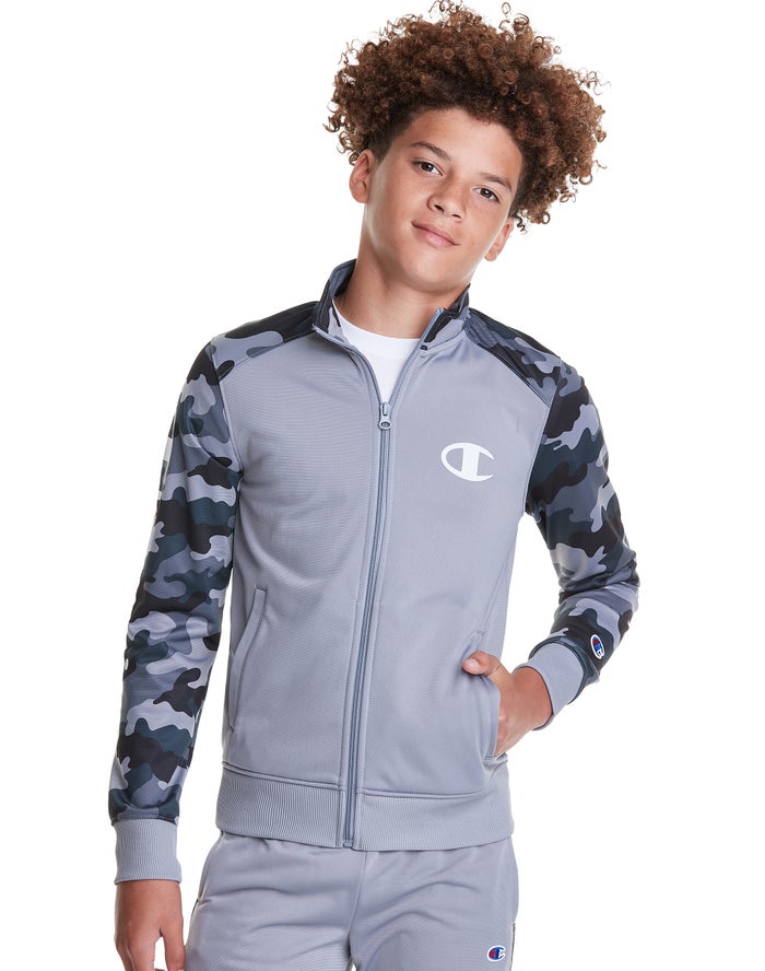 Chaqueta Champion Niño - Camo Track C + Script Logo ( Azules Claro ) 3694082-RV